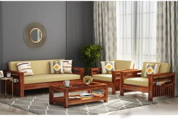 3 Seater Wooden Sofa For Home Furniture, Upholstery Fabric Modern And Durable Design For Living Room and Offic