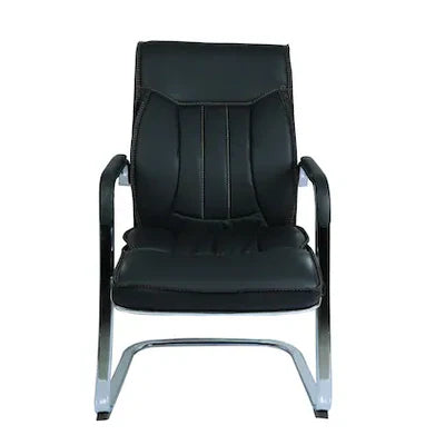 Leatherette Finish Guest Chair – Strong Metal Support for Long-Lasting Use