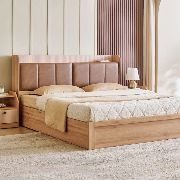 King Size Bed for Home furniture – Plywood  Wooden Headboard, Box Storage Hydraulic Lift Option