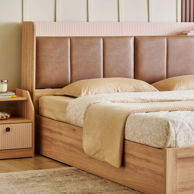 King Size Bed for Home furniture – Plywood  Wooden Headboard, Box Storage Hydraulic Lift Option