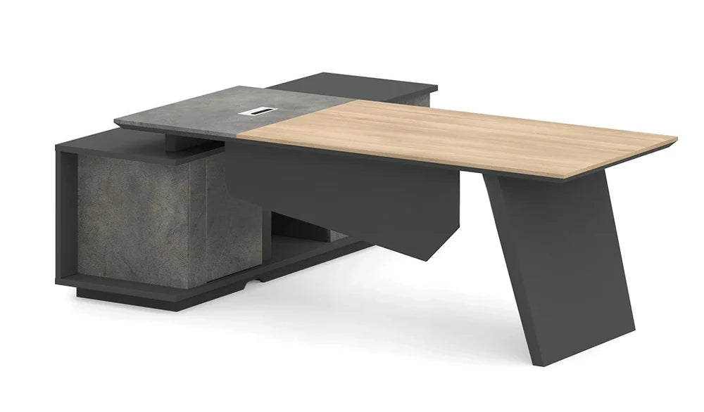 Director L-Shape Table Luxury Modern Office Desk CPU Storage Space