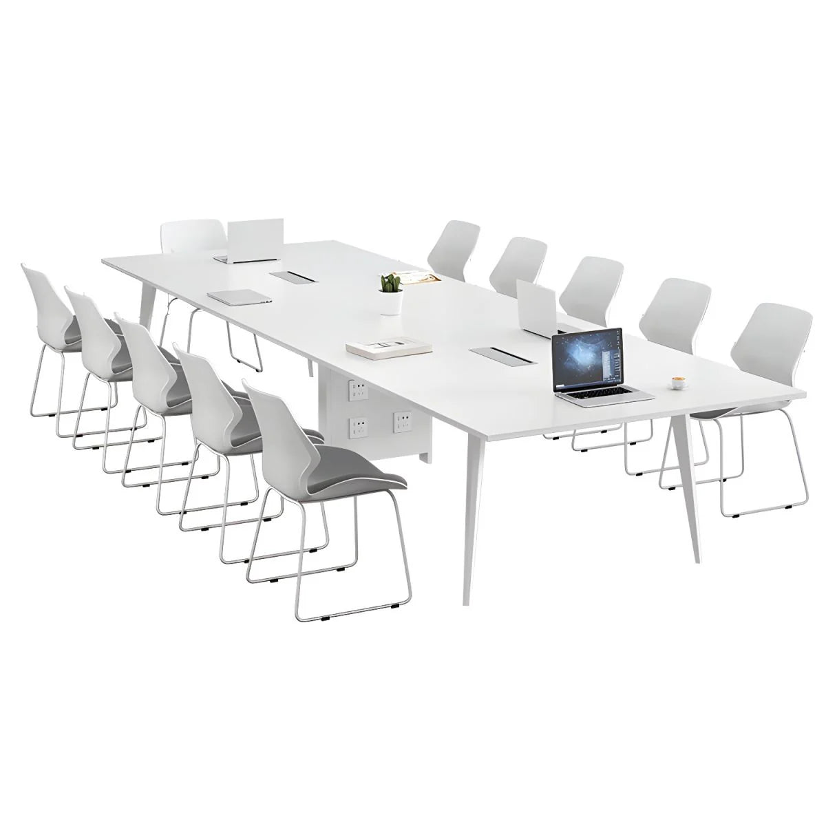 Conference and Meeting Room Office Table Sleek Design with 4 Metal Legs Support Furniture Made in Plyboard with Laminate