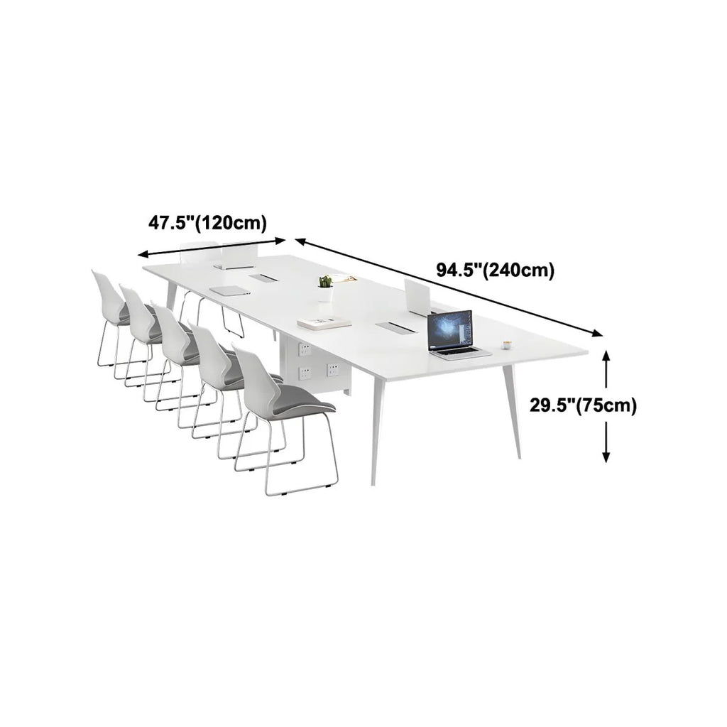 Conference and Meeting Room Office Table Sleek Design with 4 Metal Legs Support Furniture Made in Plyboard with Laminate