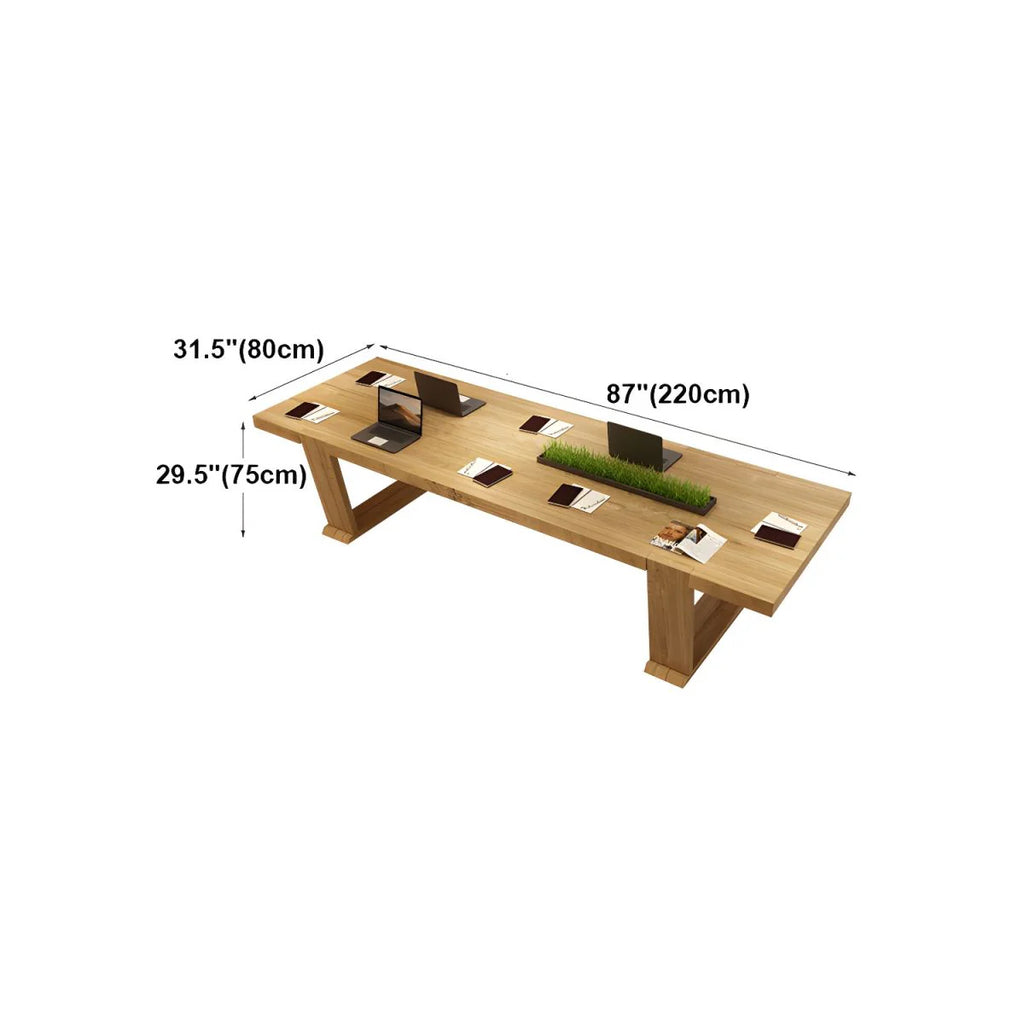 Conference Solid Wood Meeting Table Modern Rectangular Office Table made in Solid Wood with Wooden Natural Polish