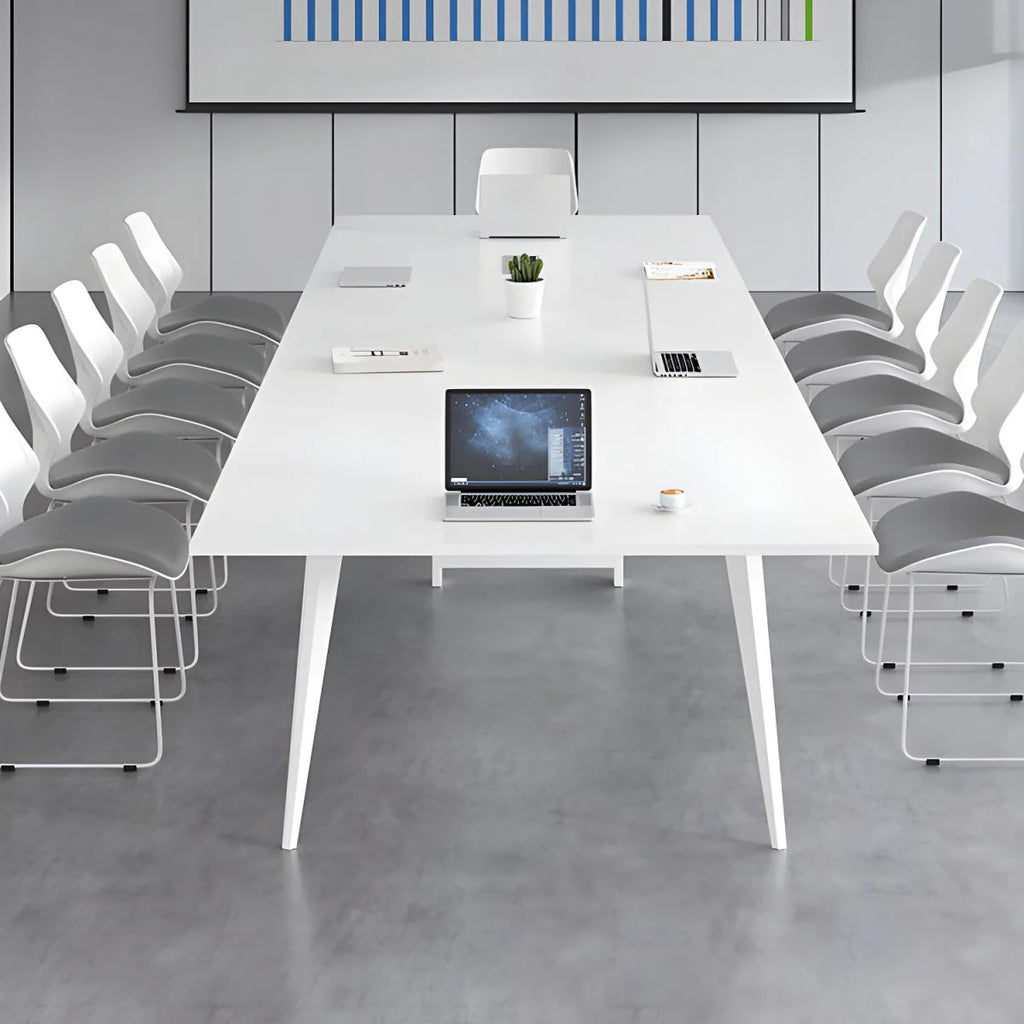 Conference and Meeting Room Office Table Sleek Design with 4 Metal Legs Support Furniture Made in Plyboard with Laminate