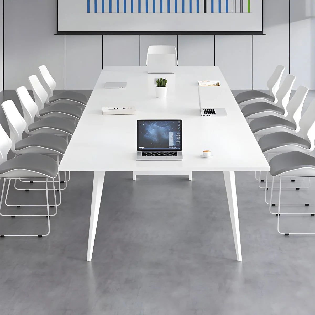 Conference and Meeting Room Office Table Sleek Design with 4 Metal Legs Support Furniture Made in Plyboard with Laminate