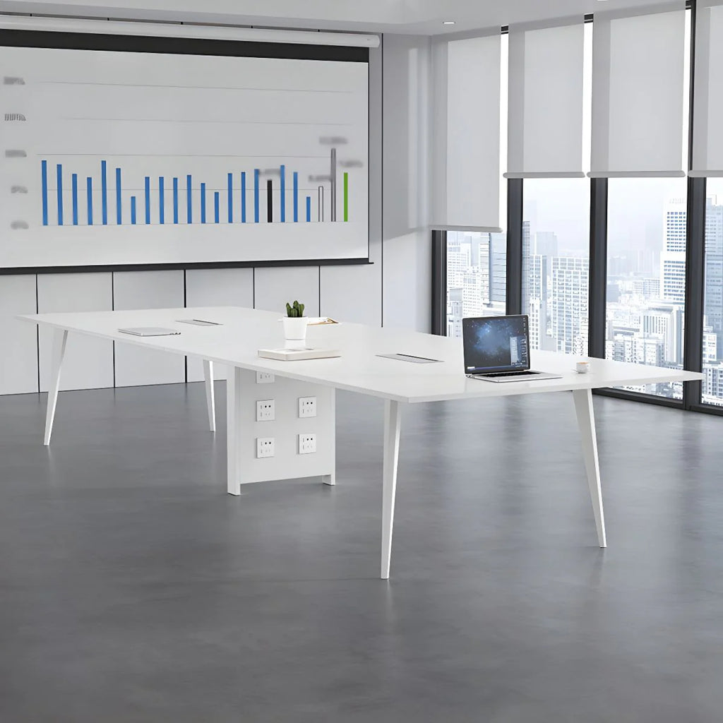 Conference and Meeting Room Office Table Sleek Design with 4 Metal Legs Support Furniture Made in Plyboard with Laminate
