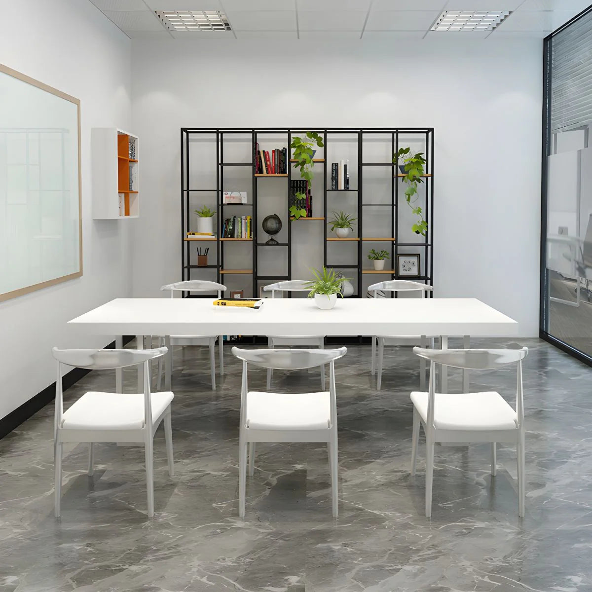 Conference and Meeting Room Office Table Made in MDF with Laminate Base in SS Metal Legs