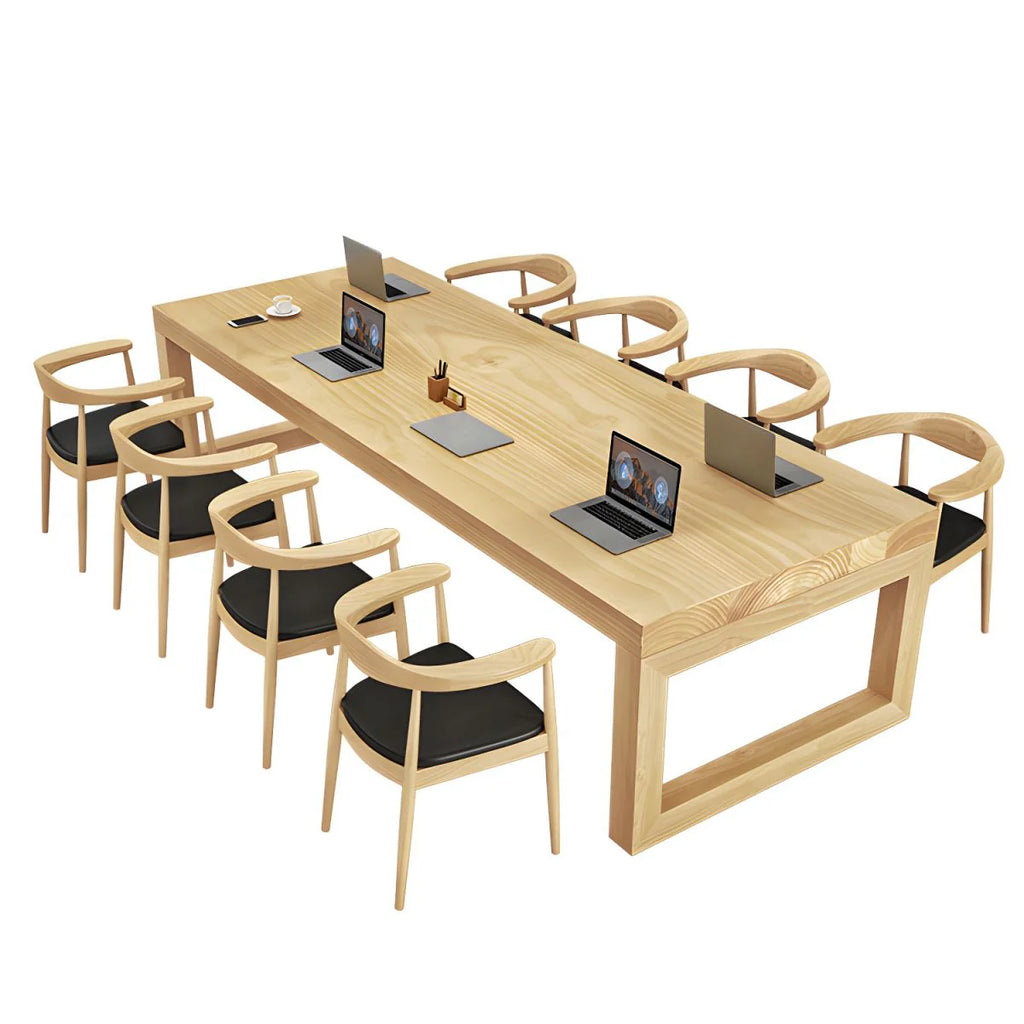 Solid Wood Meeting Table Modern Rectangular Office Table made in Solid Wood with Wooden Polish
