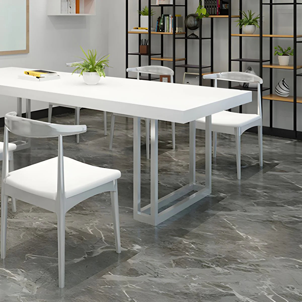Conference and Meeting Room Office Table Made in MDF with Laminate Base in SS Metal Legs