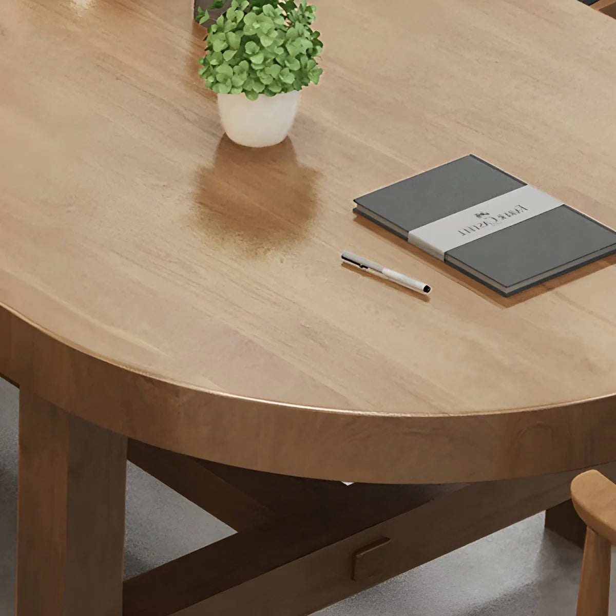 Conference and Meeting Office Table Made in Solid Wood Oval Shape Meeting Table Home Office Industrial Writing Desk