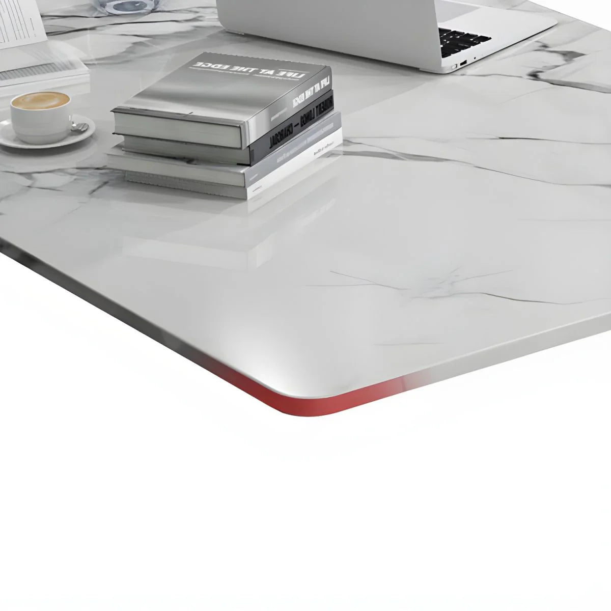 Conference and Meeting Marble Laminate Top Office Table Base in MS Metal Legs with Golden Powder Coating