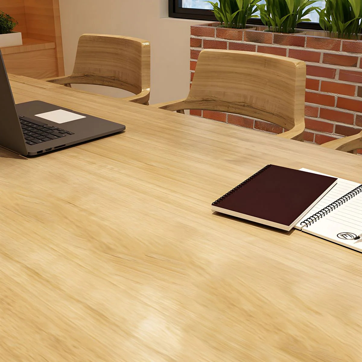Conference Solid Wood Meeting Table Modern Rectangular Office Table made in Solid Wood with Wooden Natural Polish