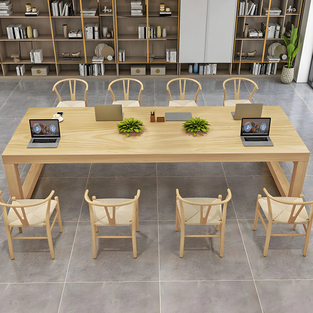 Solid Wood Meeting Table Modern Rectangular Office Table made in Solid Wood with Wooden Polish