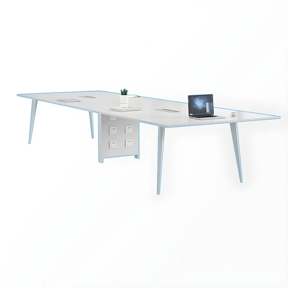Conference and Meeting Room Office Table Sleek Design with 4 Metal Legs Support Furniture Made in Plyboard with Laminate