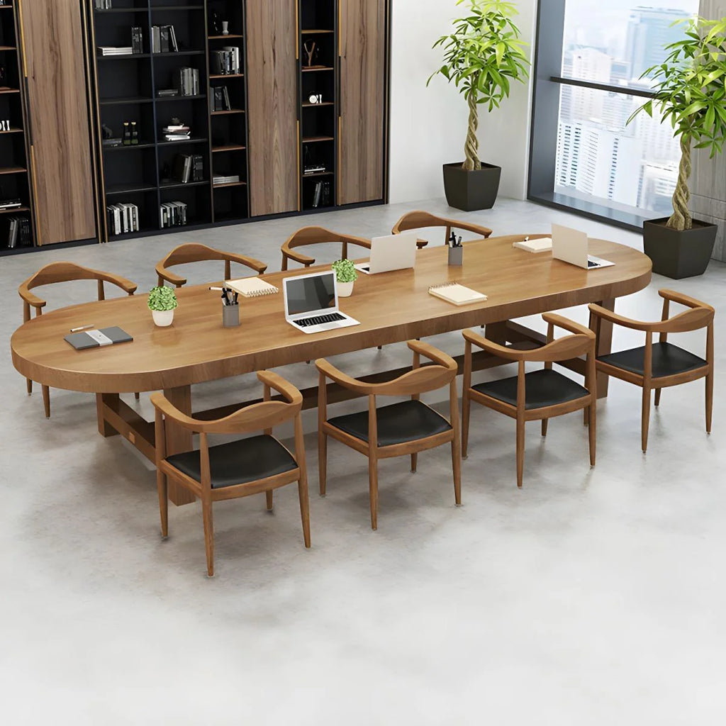 Conference and Meeting Office Table Made in Solid Wood Oval Shape Meeting Table Home Office Industrial Writing Desk
