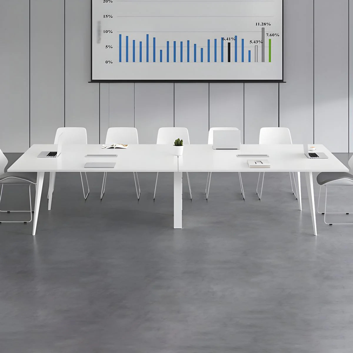 Conference and Meeting Room Office Table Sleek Design with 4 Metal Legs Support Furniture Made in Plyboard with Laminate