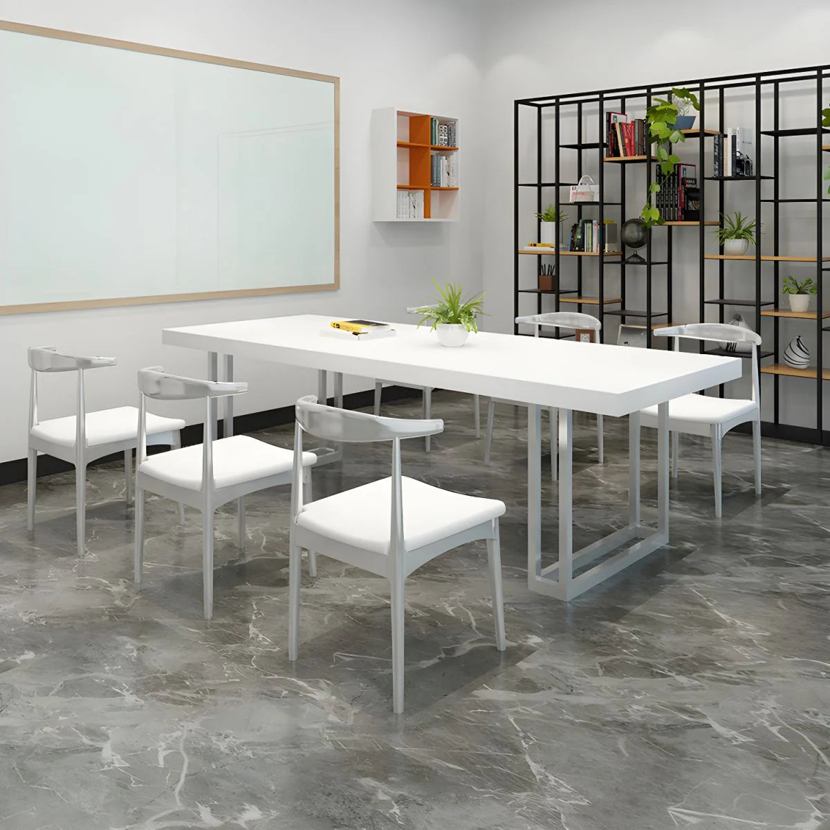 Conference and Meeting Room Office Table Made in MDF with Laminate Base in SS Metal Legs