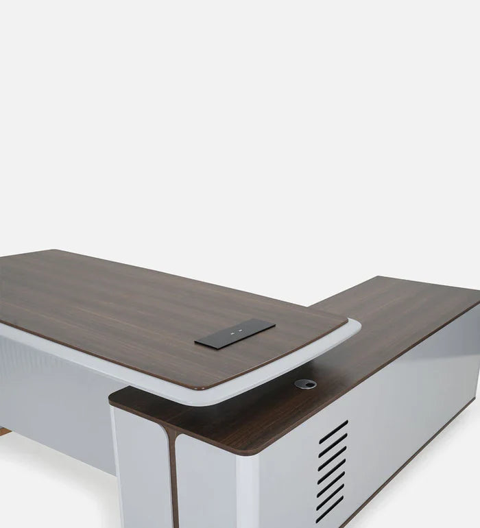 Director and Executive L shape Table Made in Plyboard with Veneer and high glossy finish