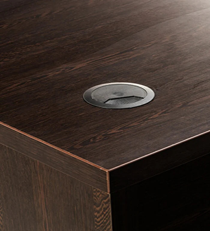 Director and Executive L shape Table Made in Pre-laminated Particle Board Brown Finish