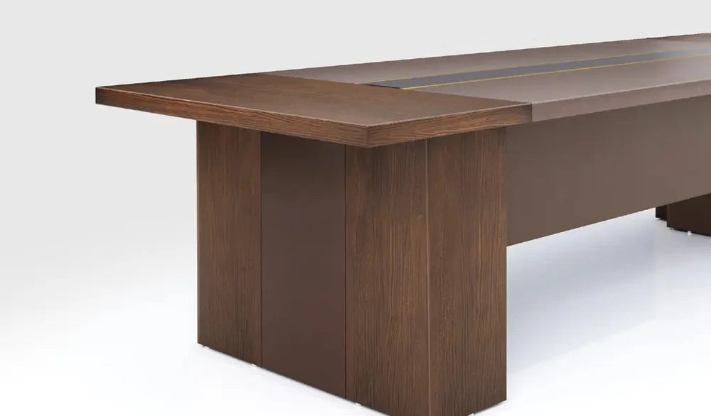 Conference & Meeting Room Table Made In MDF and Particle Board Dual Color Design Natural Finish
