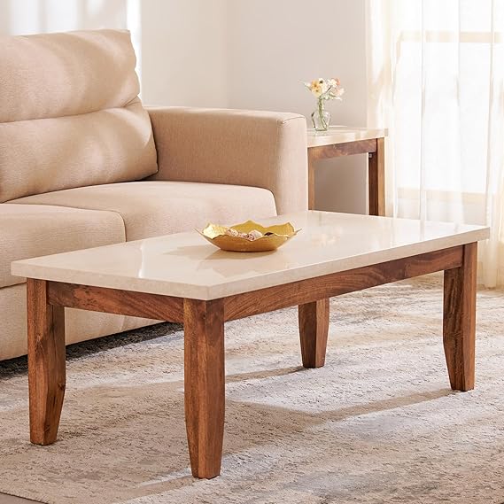 Centre Table with Premium Sleek Wooden Legs and Contemporary Look for Premium Living Room Decor