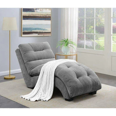 Chaise Lounge Chair For Home Furniture Upholstered in Velvet Cozy and Stylish, Comfortable Durable Design for Living Room Or Office -Dark Grey