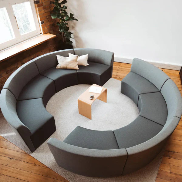 Curved Office Sofa with Modern Designs and Modular Sofa Pod for Office Work Environment.