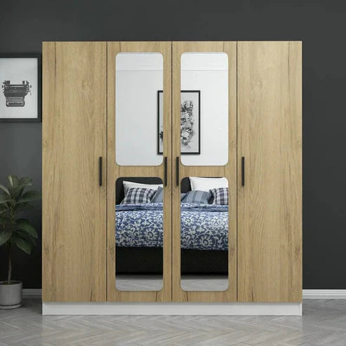 Wardrobe for Effortless Style Premium 4-Door Mirrored Wardrobe
