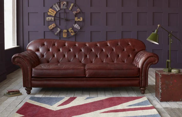 3 Spacious Seater chesterfield sofa Premium Quality Sofa and Leatherette fabric Durable &amp; Comfortable Padded Perfect for living Room-Brown