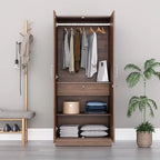 Wooden Wardrobe with Modern Design & Durable Self with 2 Door, Drawer & Mirror