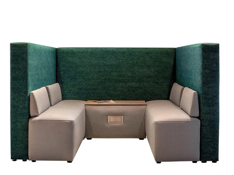 4-Seater Office Focus Sofa with Enclosed Seating Space with Workspace Divider