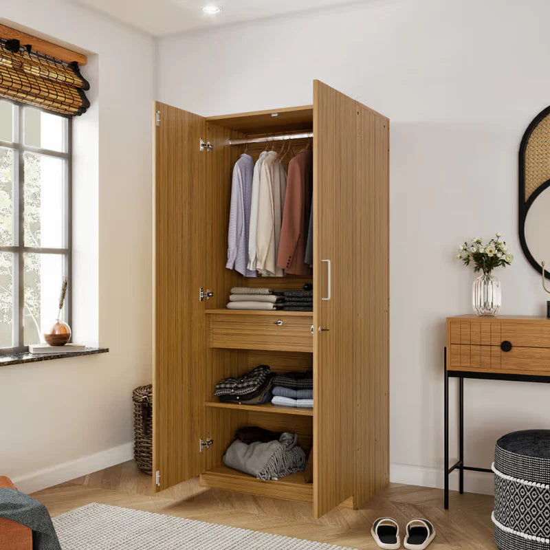 Wardrobe for Home Furniture with Particle Board 2 Door, 1 Drawer and 1 Hanging Space