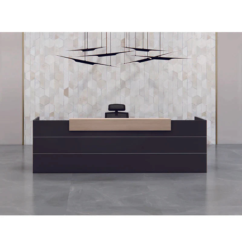Reception Table Stylish Large for Office Made in MDF with Melamine and Both Side Drawer & Cabinet 2 wire manager - Carbon Grey