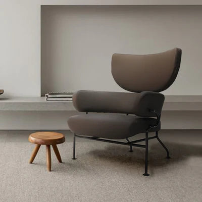 Lounge Chair Upholstered in Fabric cozy and stylish with Curved shape Extra support back&nbsp;durable Design -Light Brown