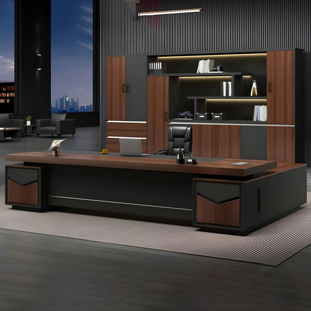 Director & Executive L-Shape Luxury Office Table Modern Desk