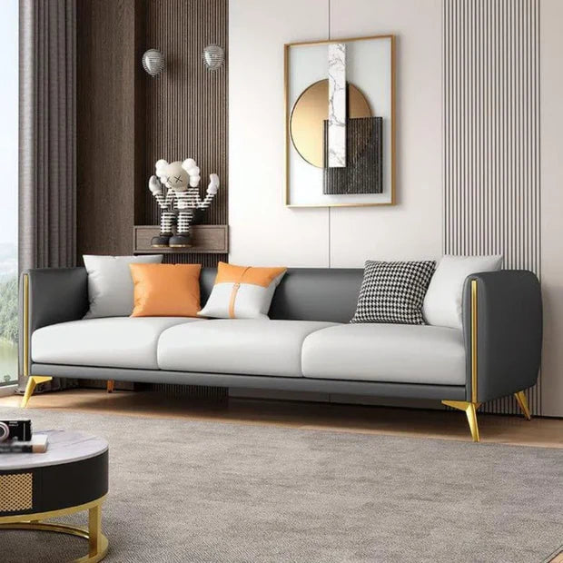 3 Seater Sofa for Living Room PU leatherette Upholstery, Superior Fabric, and Sturdy Wood Frame for a Modern Look and Lasting Durability.