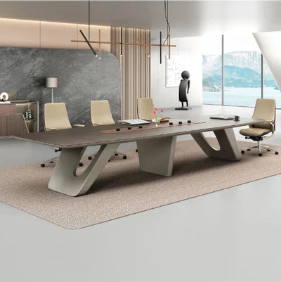 Conference Meeting Table Made in MDF with Melamine and Modern Rectangular - Grey Color
