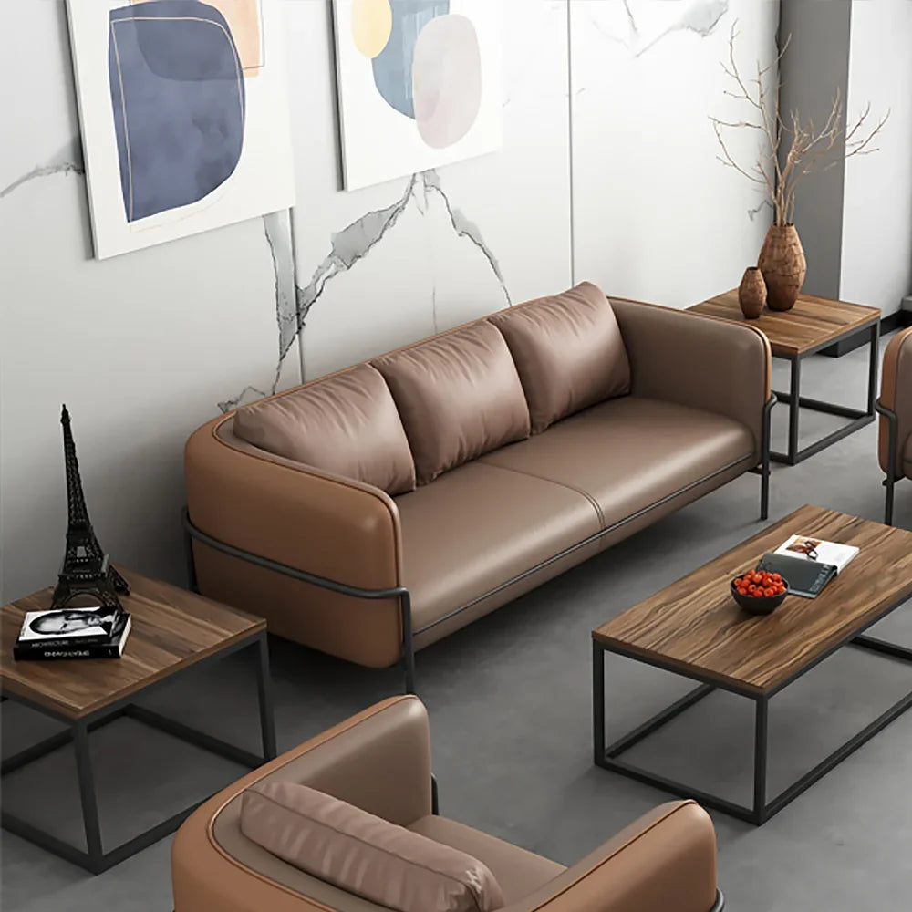 3-Seater Sofa For Home Furniture Made in Wooden Frame with Pu Leatherette and Metal Legs Base