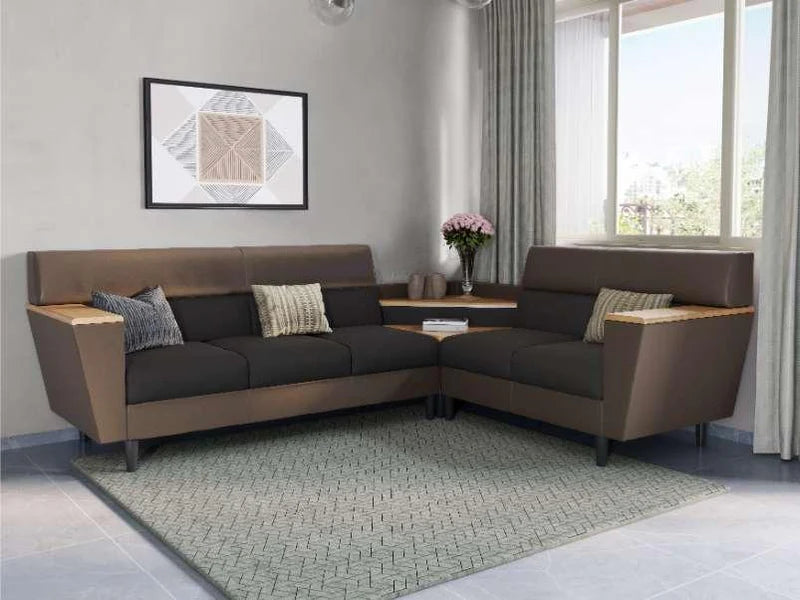 4 Seater Sofa L Shape For Home Furniture, Upholstery Velvet and Pu Leatherette Modern