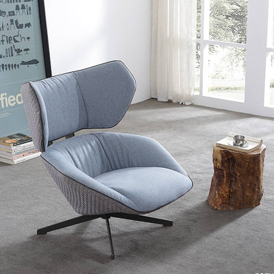 Lounge Chair Upholstered in Fabric cozy and stylish with Curved shape Extra support back ,durable Design -Light Blue