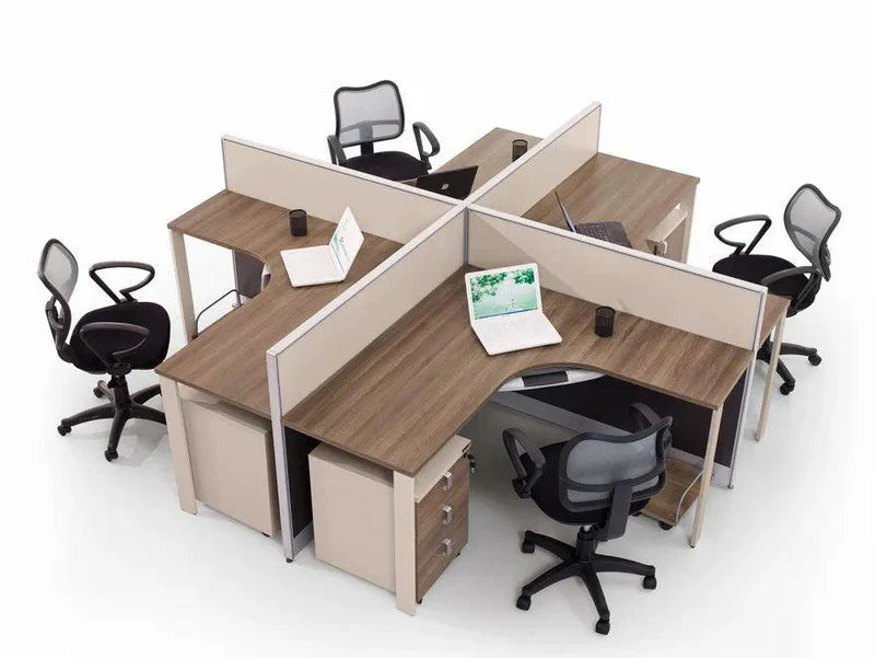 Modern 4-Seater Cubicle Workstation with Partition Panels & High Quality, Durable Work Desk