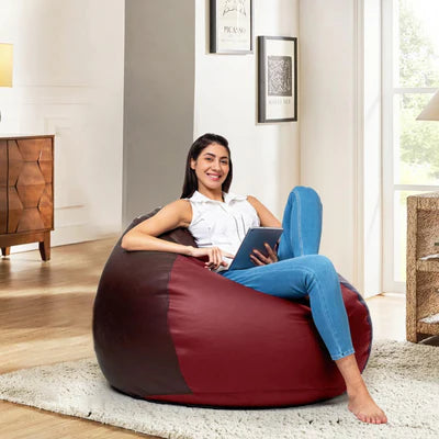 Fluffy Bean Bag Ultra Soft Cozy, Medium Size Filled with Premium Beans Ideal For Living Room, Bedroom, Gaming Lounge, Comfortable Seating for Adults or Kids -Maroon