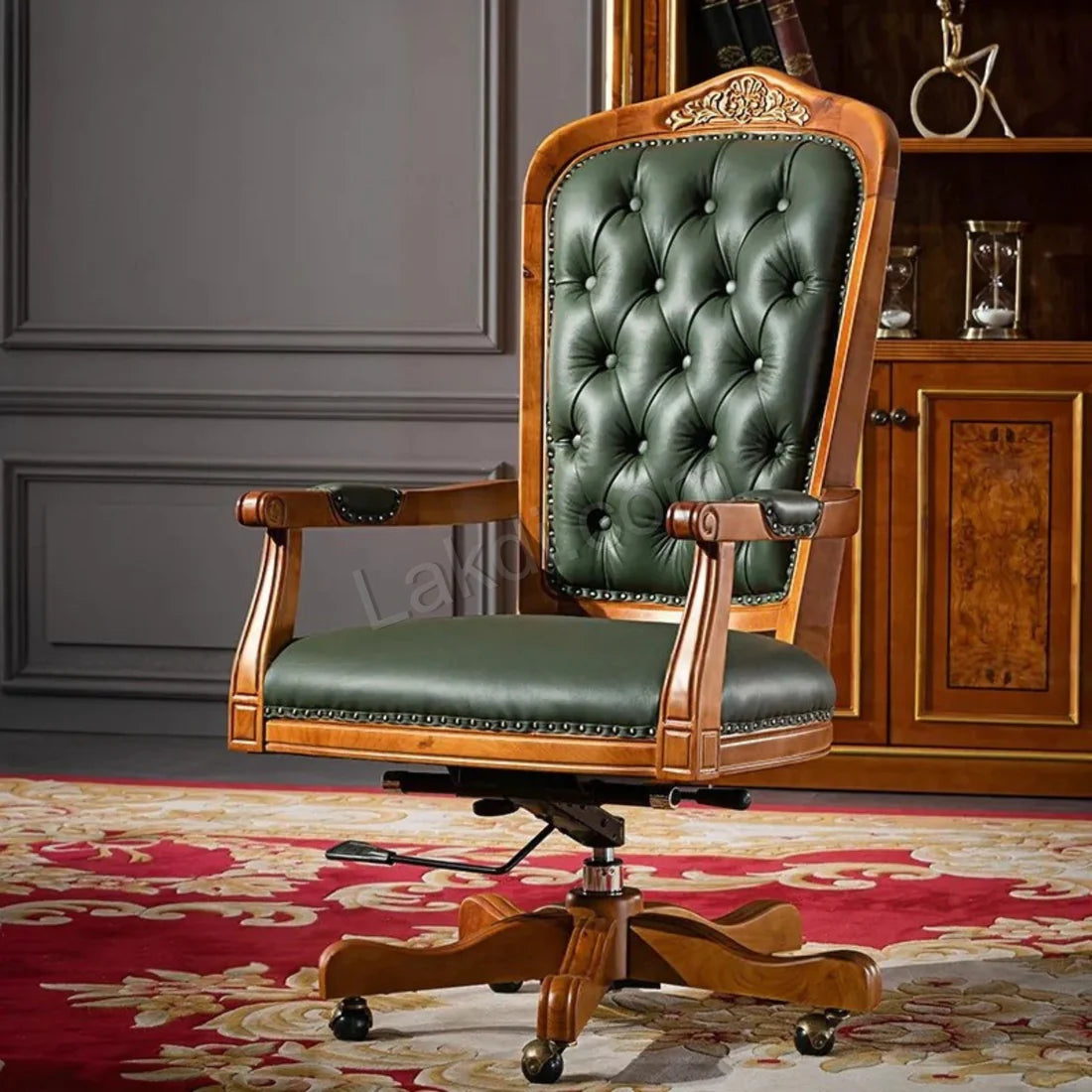 Luxury Office Director Chair Tufted Design Made in Solid wood with Leatherette