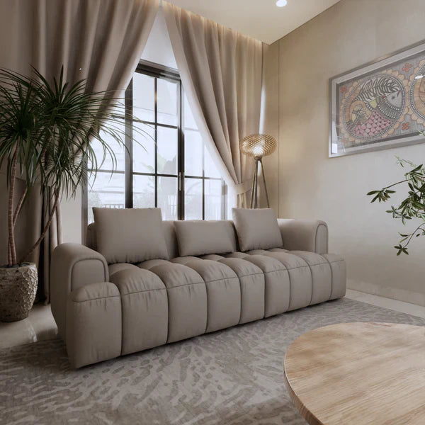 3-Seater Italian Sofa upholstered in leatherette and Wodden structure for long lasting comfort and modern and luxury Design