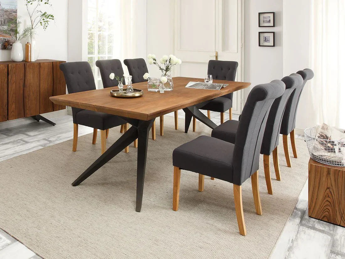 Conference Meeting Office Table Made in Solid wood with MS Steel Legs and natural Color 8 Seater Meeting Table
