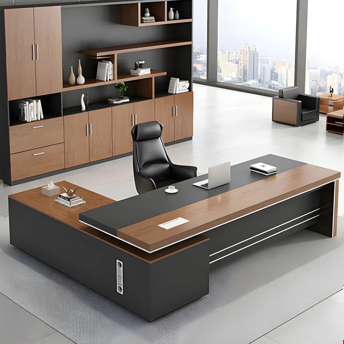 Director & Executive L-Shape Office Table Luxury Desk