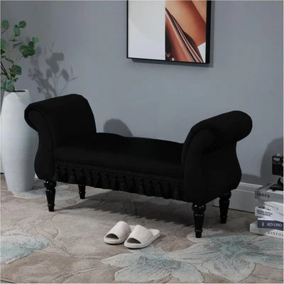 Chaise Lounge Chair Upholstered in Velvet Cozy and Stylish ,Comfortable Durable Design for Living Room or Office -Black