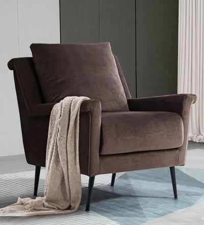 Lounge Chair with Arm For Home Furniture Modern &amp; Durable Design Upholstery Velvet Comfortable Seating for Living Room &amp; Offices - Dark Brown