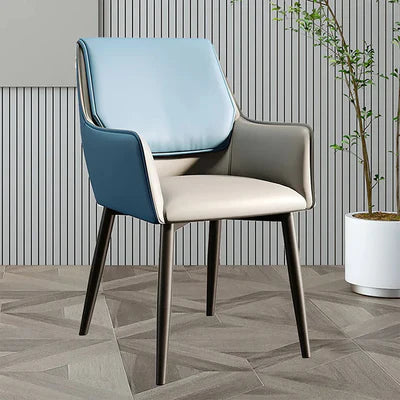 Lounge Chair Upholstered in Pu leatherette Luxurious and Comfortable durable Design Metal leg Base and Powder Coating -Blue